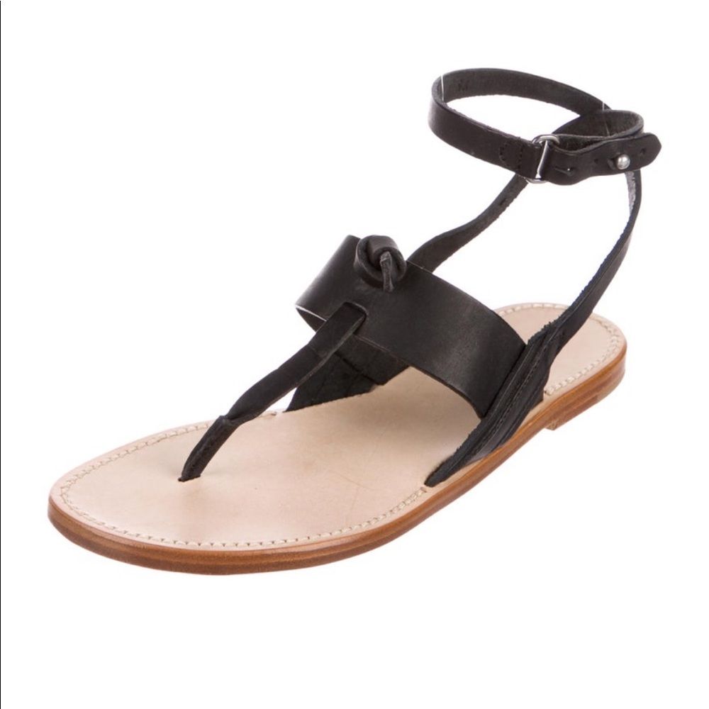 Rag & Bone | Black Leather Ankle Wrap Sandals